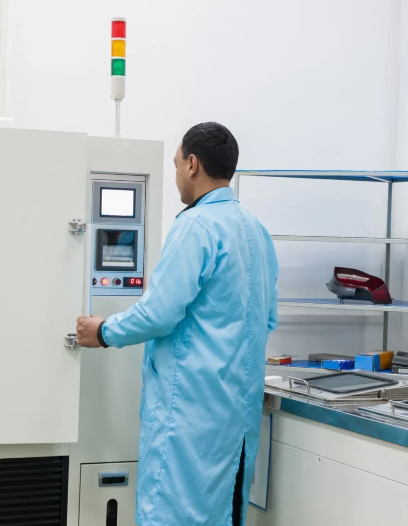 Person running a test with a machine