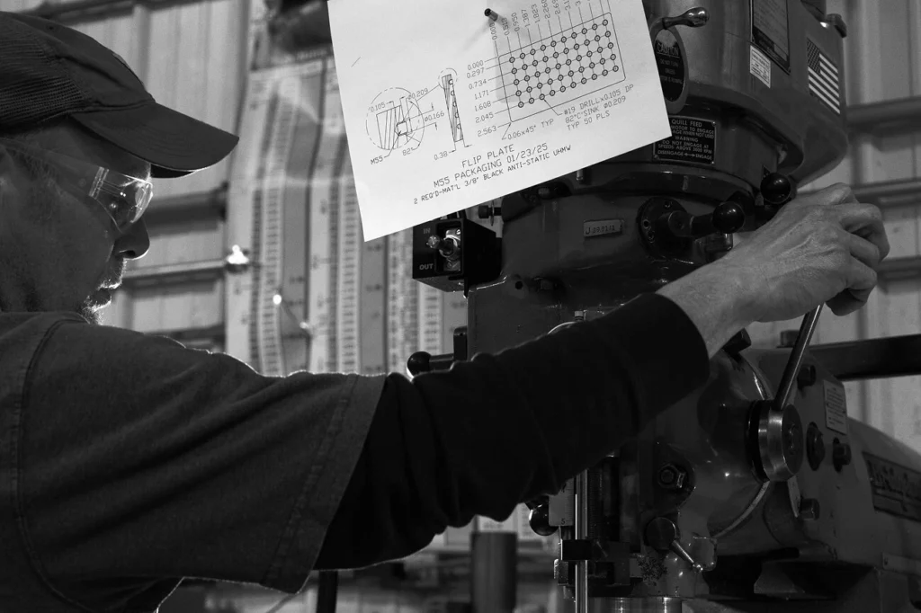 Worker using a machine at Riverbend